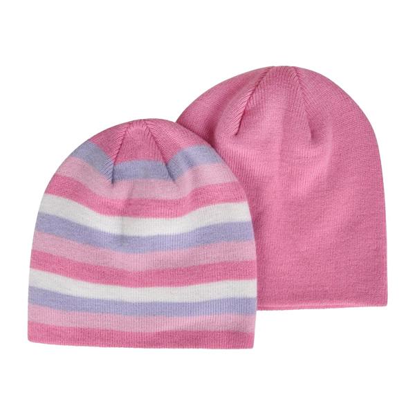Mountain Warehouse Childrens/Kids Assorted Designs Beanie (Pack of 2) - Pink