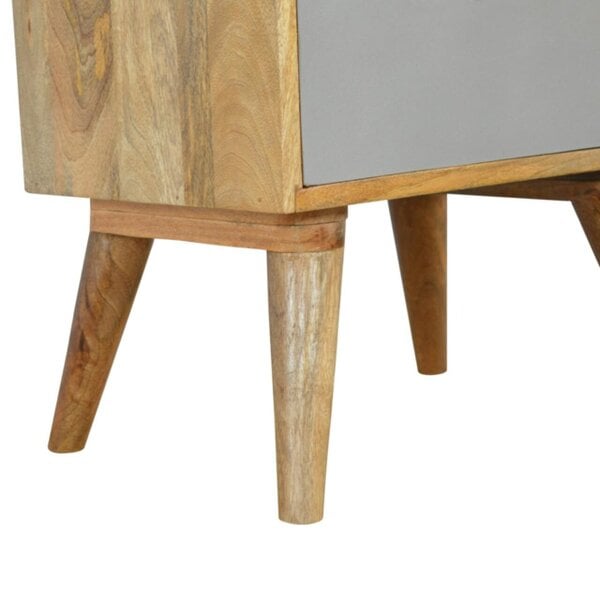 Artisan Furniture Solid Wood Grey and White Cut-out Bedside, 2 Drawers & 1 Shelf, Grey