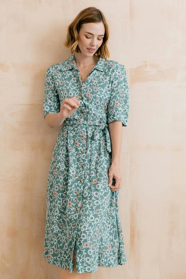 Robyn Belted Tea Dress Ocean