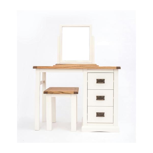Cosenza 3 Drawer Dressing Table Set Brass Drop Handle