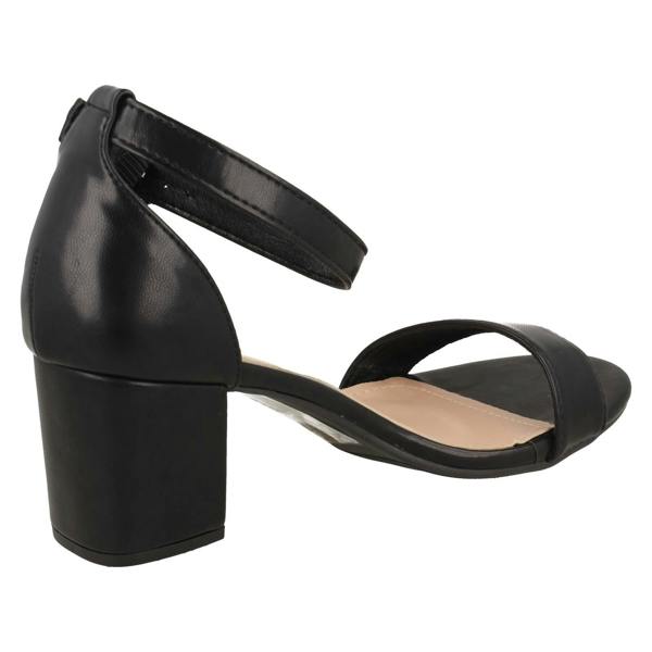 Anne Michelle Ladies Anne Michelle Mid Block Heel Buckle Ankle Strap Wide Fitting Sandals F12104