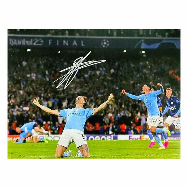 John Stones signed Manchester City 2023 Champions League Final photo — Unframed