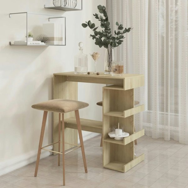 Berkfield Bar Table with Storage Rack Sonoma Oak 100x50x101.5 cm Engineered Wood