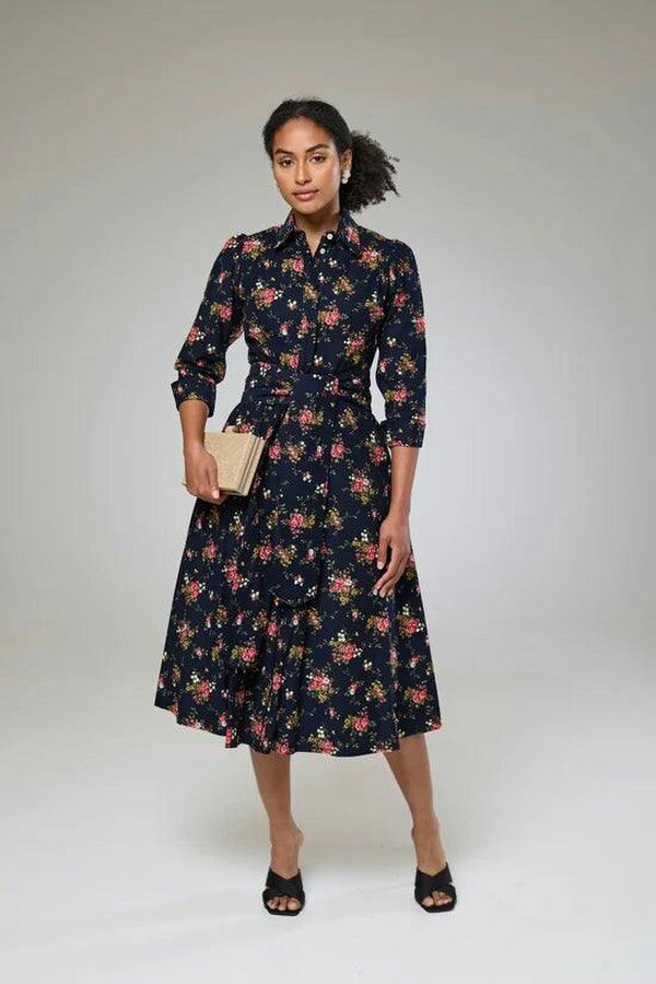 Lioness by TF Navy Flora Cord Long Sleeve Dress