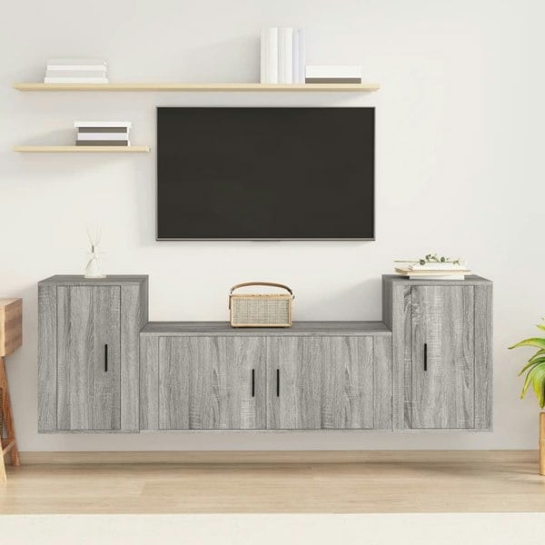 Berkfield 3 Piece TV Cabinet Set Grey Sonoma Engineered Wood