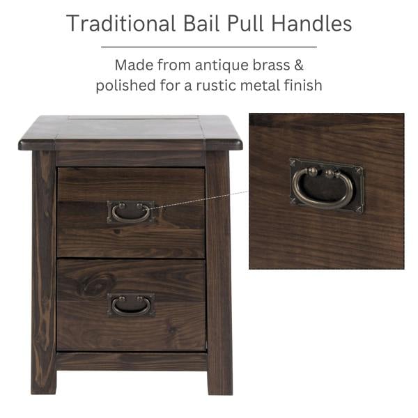 Core Products Set of 2 Boston 2-Drawer Rustic Brown Lacquered Spacious Bedside Cabinets