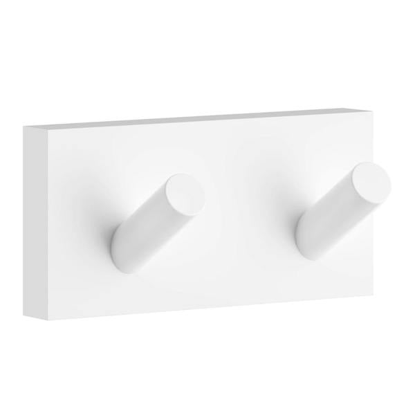 Matt white double towel hook