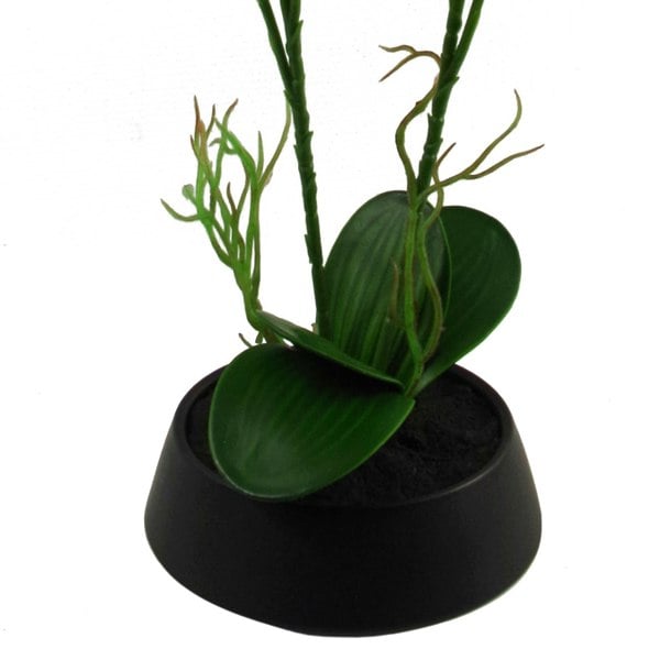 Leaf 43cm Large Pink Yellow Artificial Orchid in Ceramic Planter