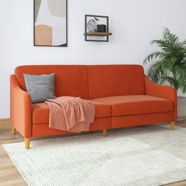 Dorel Home Jasper coil 3-seater Sofa Bed in orange fabric