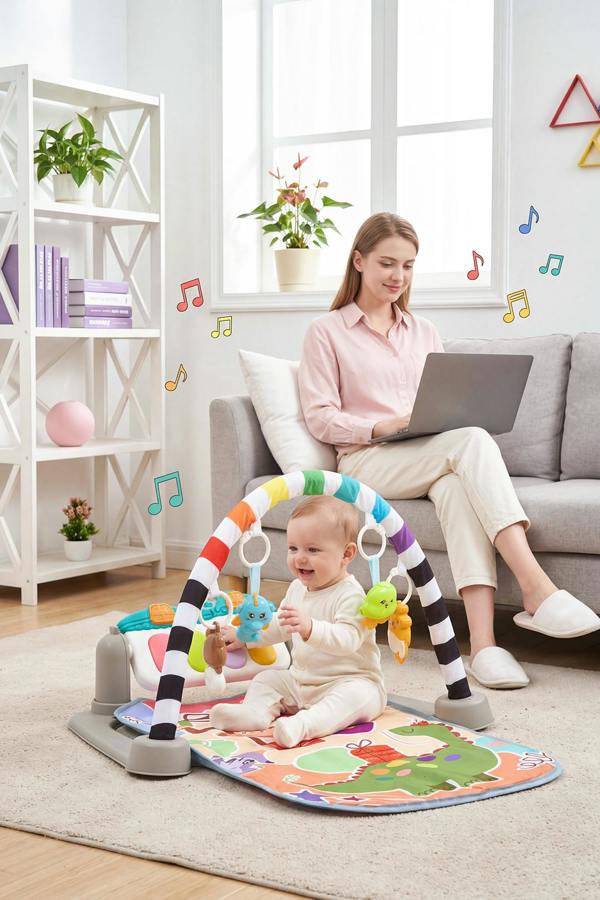 Living and Home Interactive Baby Gym with Musical Keyboard and Hanging Toys