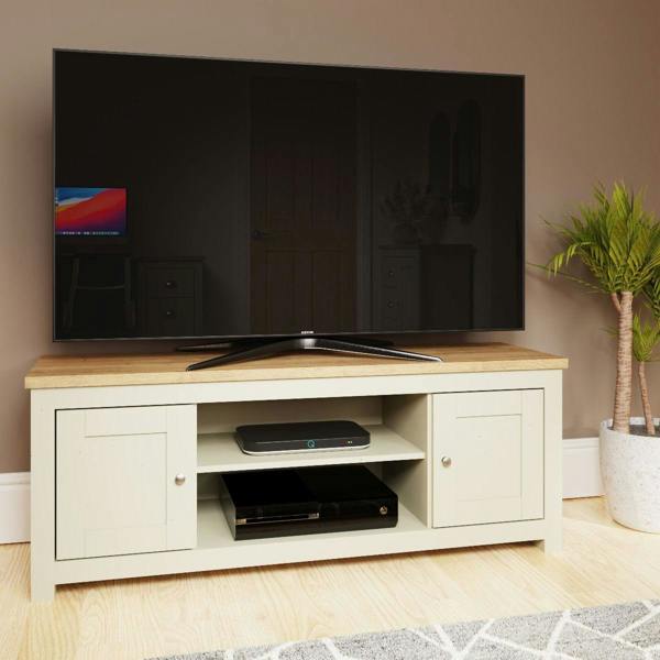 Lisbon TV Unit Stand Media Cabinet 2 Doors + Shelf