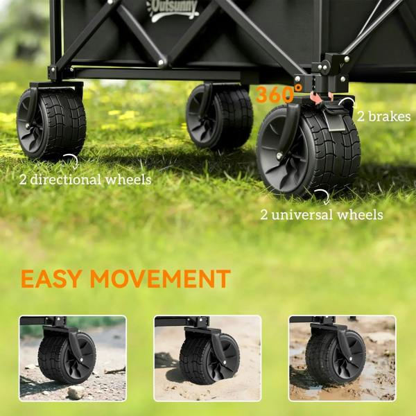 Black wagon cart wheel set with two universal and two directional locking wheels