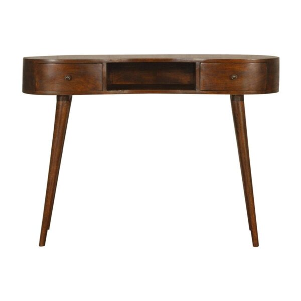 Wyld Haus Parma Chestnut Mango Wood Wave Writing Desk 2 Drawers