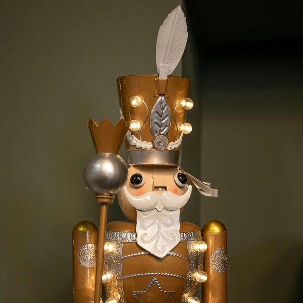 Samuel Alexander 80cm Battery Operated Light up Christmas Gold Nutcracker with LEDs