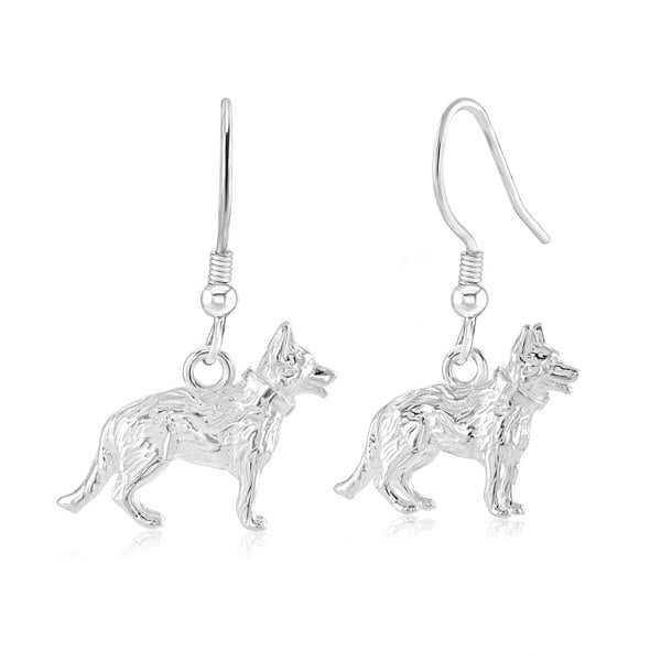 Mylee London German Shepherd Silver Earrings