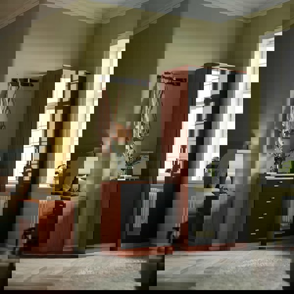 Comfy Living High Gloss Bedroom Furniture 3 Piece Trio Set Wardrobe Chest Bedside