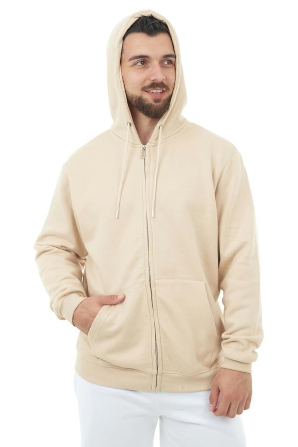 Smart Living Men's Zip-Up Hoodie - Eco-Friendly, Soft & Stylish - Stone