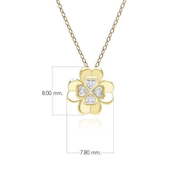 149P1309019 Gardenia Diamond Clover Pendant Necklace in 9ct Yellow Gold Dimensions