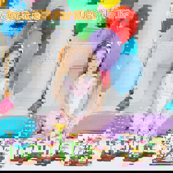 deAO 54PCS DIY Flower Garden Toy - Creative Building & Planting STEM Playset for Girls Ages 3–6