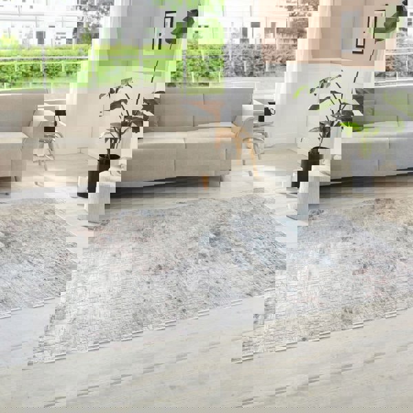 Short-Pile Design Blue Rug – Modern Abstract