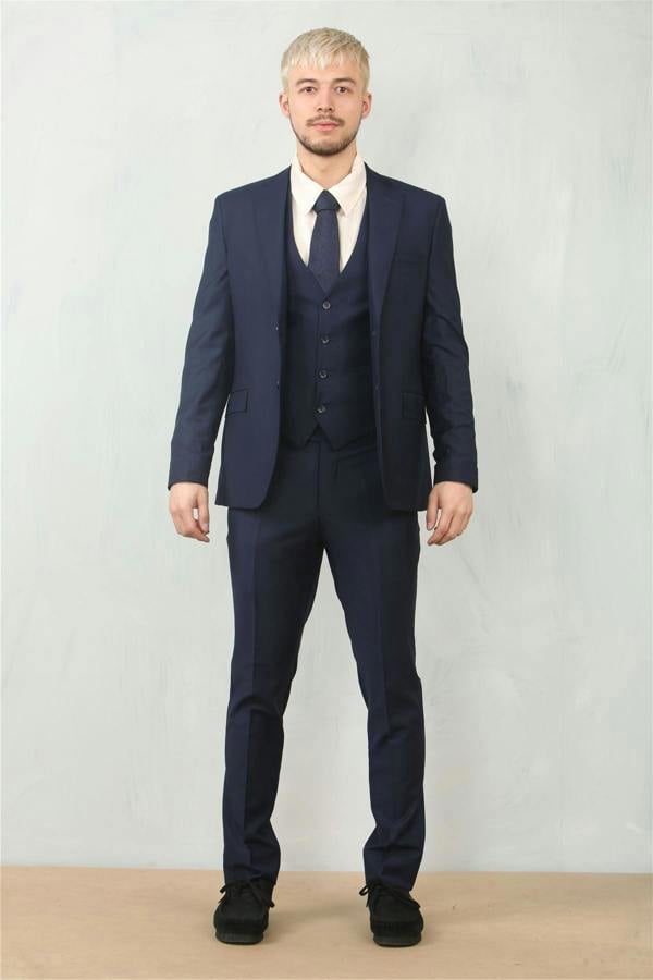 Infinity Leather Men's Navy 3 Piece Formal Classic Prom Suit Workwear