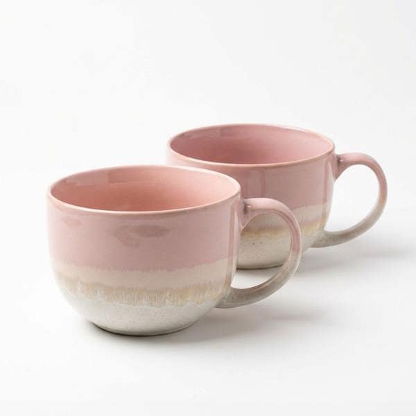 Pink reactive glaze mugs
