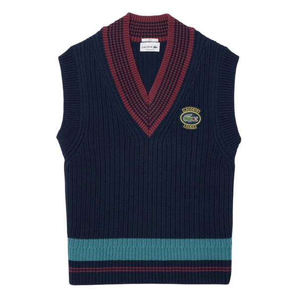 Lacoste Unisex Adult Badge Knitted Regular Sweater Vest - Navy - 