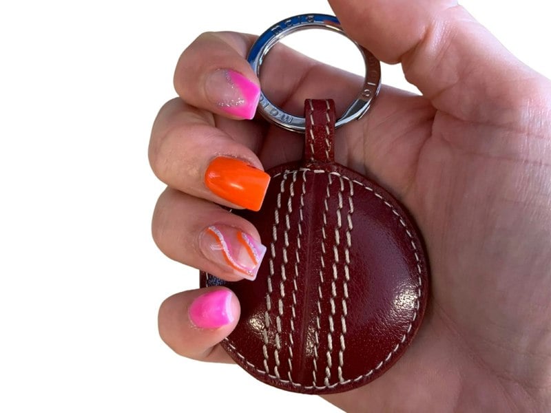 Mala Leather Edgbaston Cricket Ball Keyring – Hand Stitched – Gift Boxed