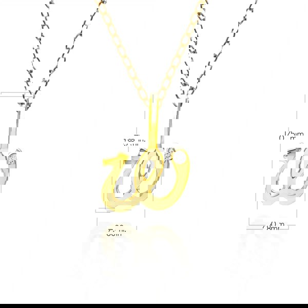 191P0771019 Alphabet Letter W Diamond pendant in 9ct Yellow Gold Dimensions
