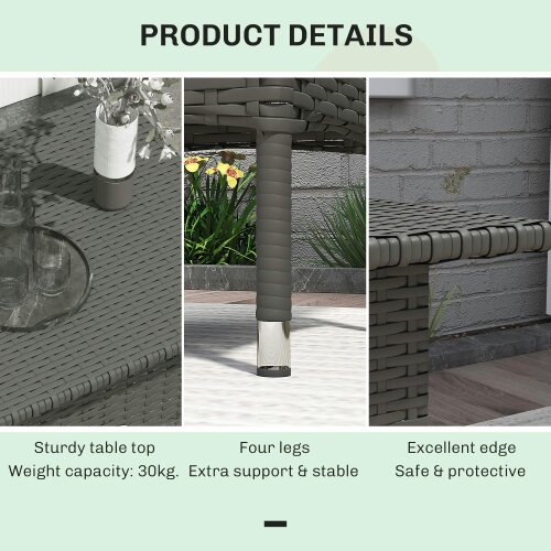 Wyld Haus Nari Grey Rattan Outdoor Side Table With Woven Top