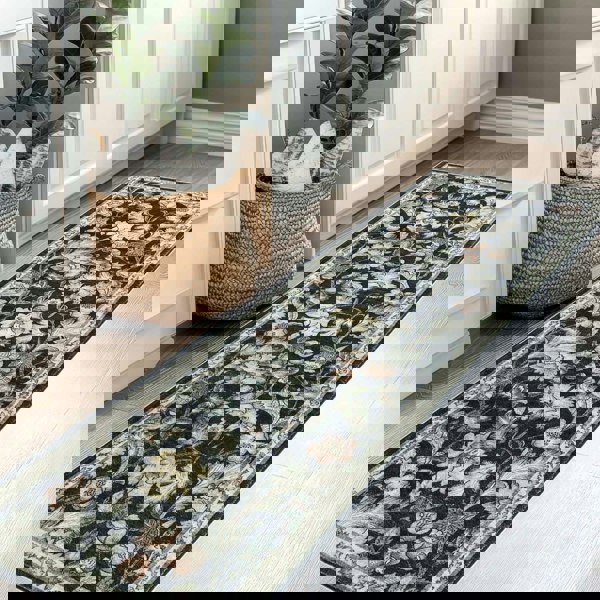 midnight-floral-rug-mlticoloured-flowers-in black background-plush feel