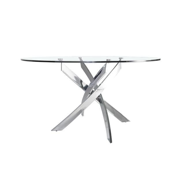 Angel Cerdá Round tempered glass and chrome-plated steel dining table 1061