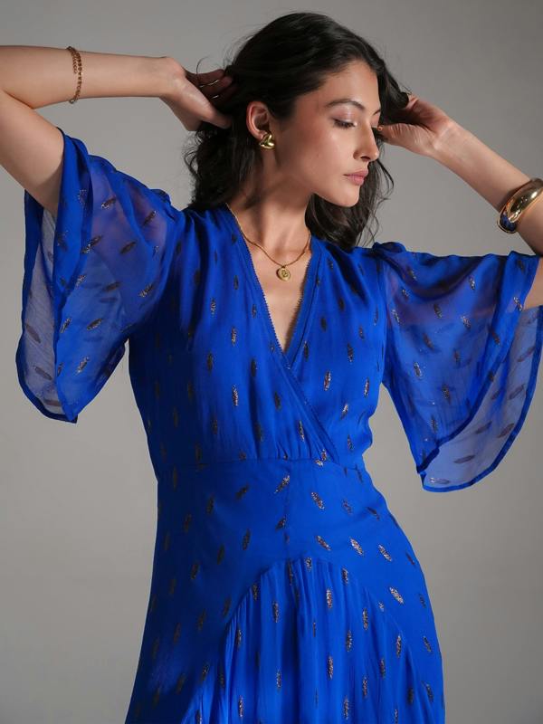 Rose & Nancy Talia Blue Sparkle Maxi Dress