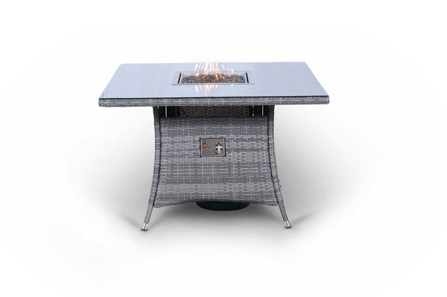 Giardino Arizona Fire Pit 4 Seater Square Rattan Dining Set