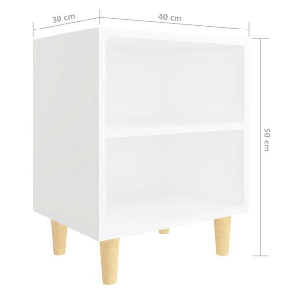 Berkfield Bed Cabinets with Solid Wood Legs 2 pcs White 40x30x50 cm