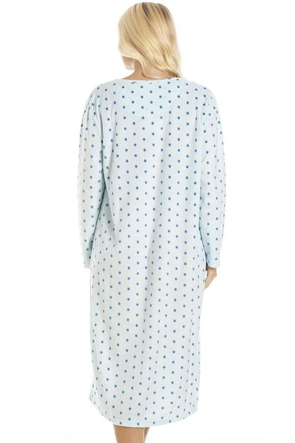 Classic Long Sleeve Polka Dot Soft Fleece Nightdresses