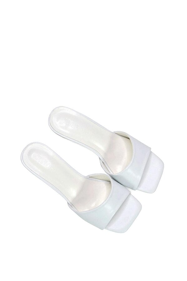 XY LONDON Square Toe Stiletto Kitten Heel Mule Sandals