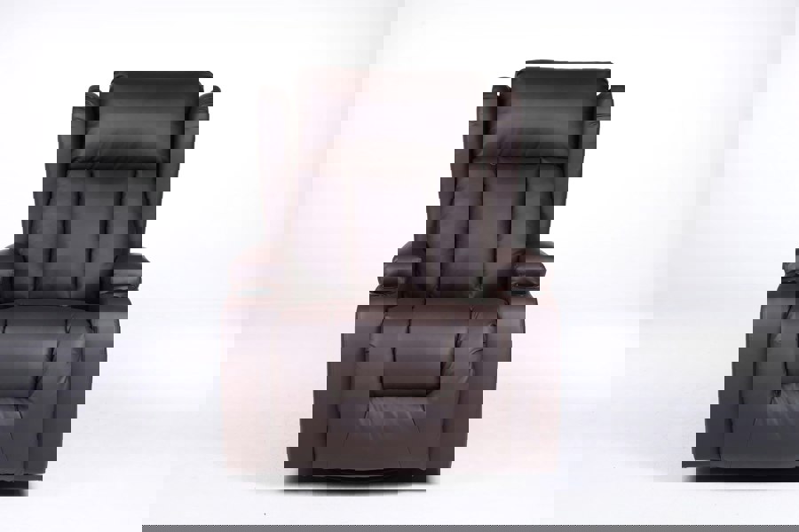 SQUAREBOXX Copenhagan Leather Manual Recliner Armchair with Heat Massager in Brown