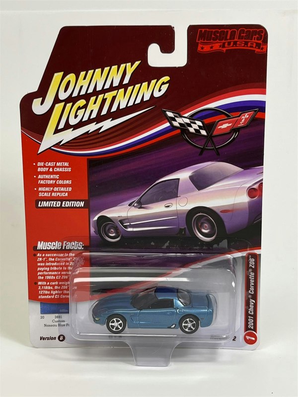 Johnny Lightning 2001 Chevy Corvette Z06 Nassau Blue Poly 1:64 JLMC030B