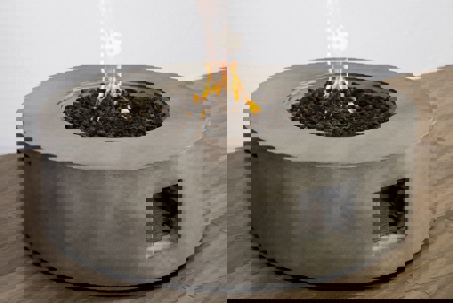 MDA Designs FUSION Dark Grey Lavish Garden & Patio Gas Fire Pit with Eco-Stone Finish - Fully Assembled