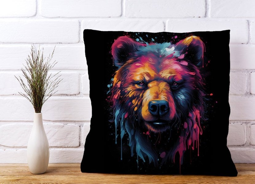 Warren Reed Splashart Bear Face Cushions