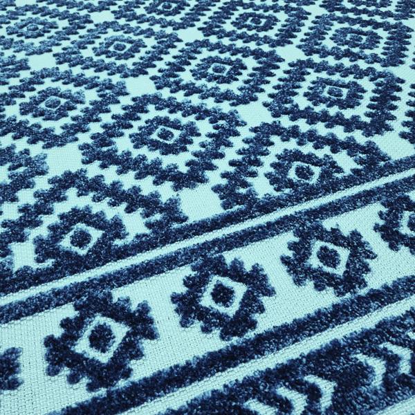 Outdoor Rug Navy Blue Diamond Large XL Small for Garden Patios Decking Gazebo Soft Woven Geometric Mat
