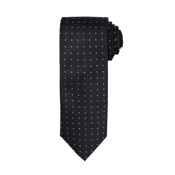 Premier Mens Micro Dot Pattern Formal Work Tie - Black/Dark Grey