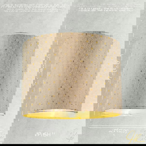 Light Taupe Jacquard Fabric 10 Inch Lamp Shade with Shiny Gold Decor Image 6