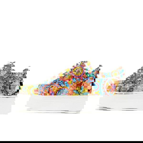 Embassy London Camila - Signature Print - Women's chunky sole leather trainer in colourful print