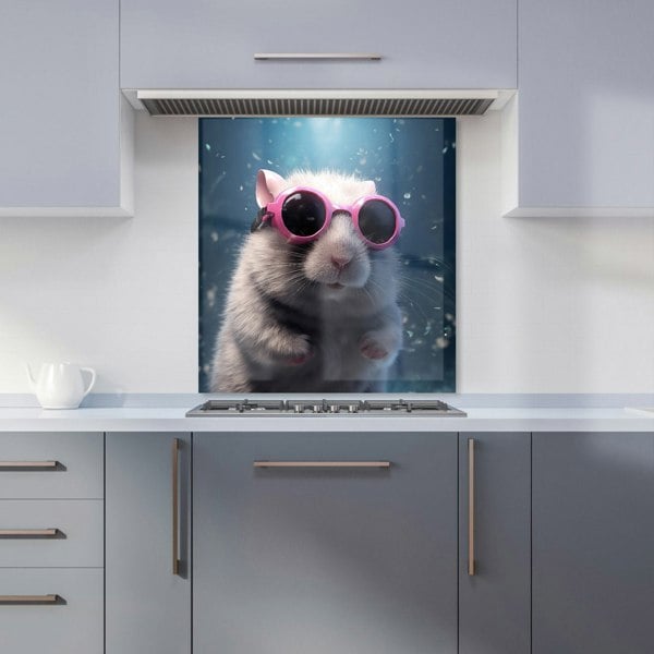 Warren Reed - Designer Splashart Mouse with Pink Glasses Kitchen Splashback