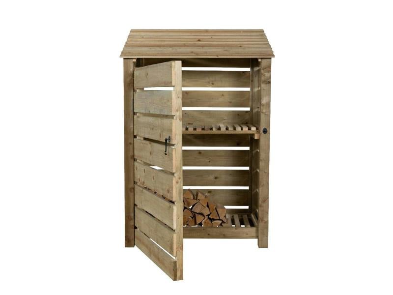 Arbor Garden Solutions Slatted Wooden Log Store with Door and Shelf W-119cm, H-126cm Or 180cm, D-88cm