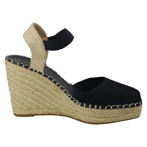 Savannah Ladies Savannah High Wedge Espadrille Slip On Summer Shoes Sandals F2305