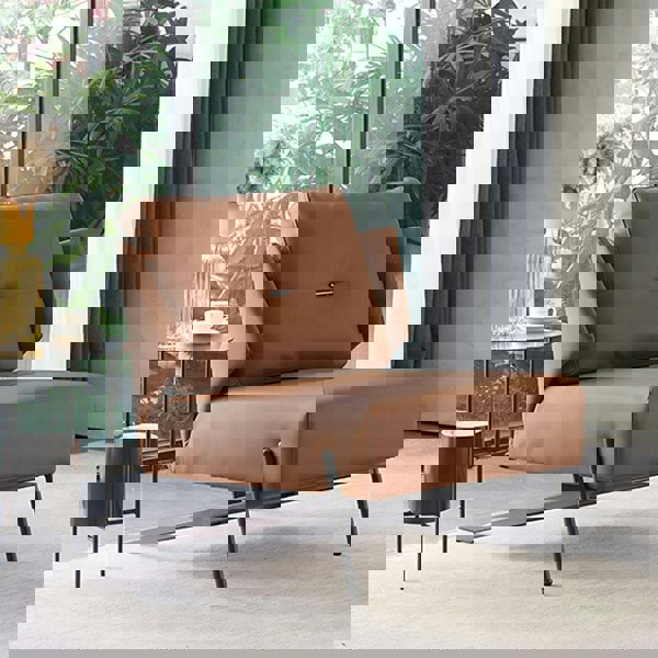 Karpov Tige Accent Leather Chair, Armchair, More Colours-Weilai Concept-Brown-Weilai Concept