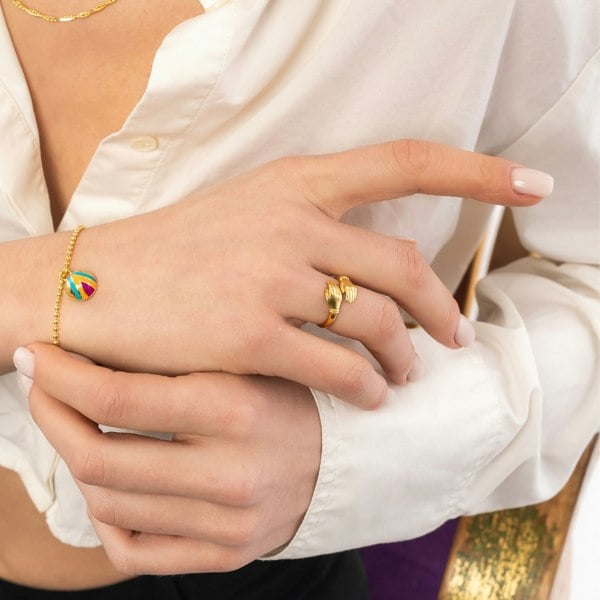 Spero London New Hug Ring With Hands Sterling Silver and Gold Plated